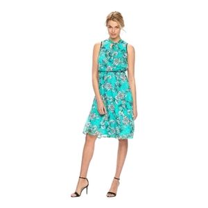 NWOT Women's ELLE Polka-Dot Floral Midi-Dress Size Large